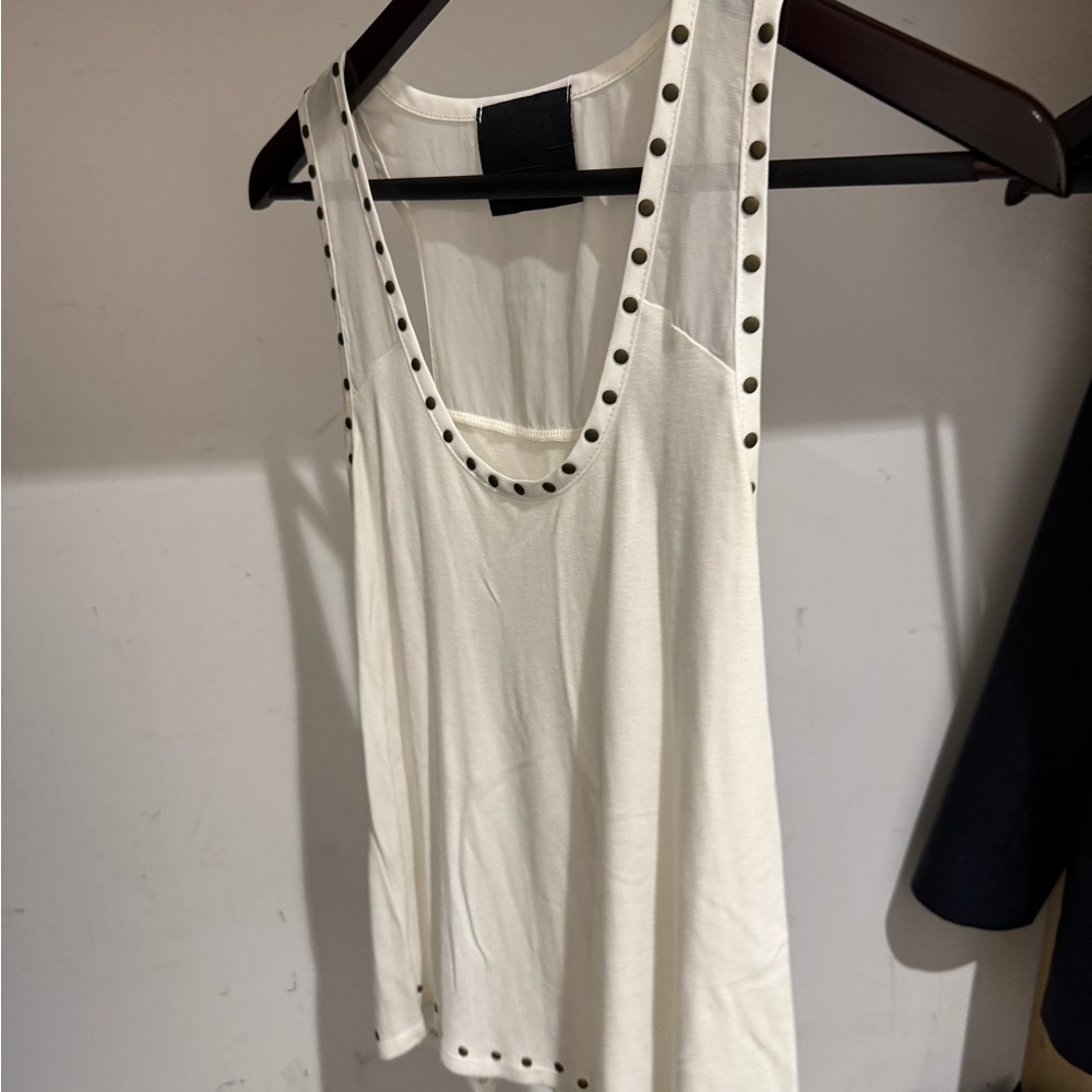 Harlowe & Graham White Studded Tank Top
